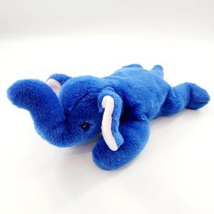 Vintage 1998 Ty Beanie Buddies Peanut the Royal Blue Elephant Floppy Plush 15"